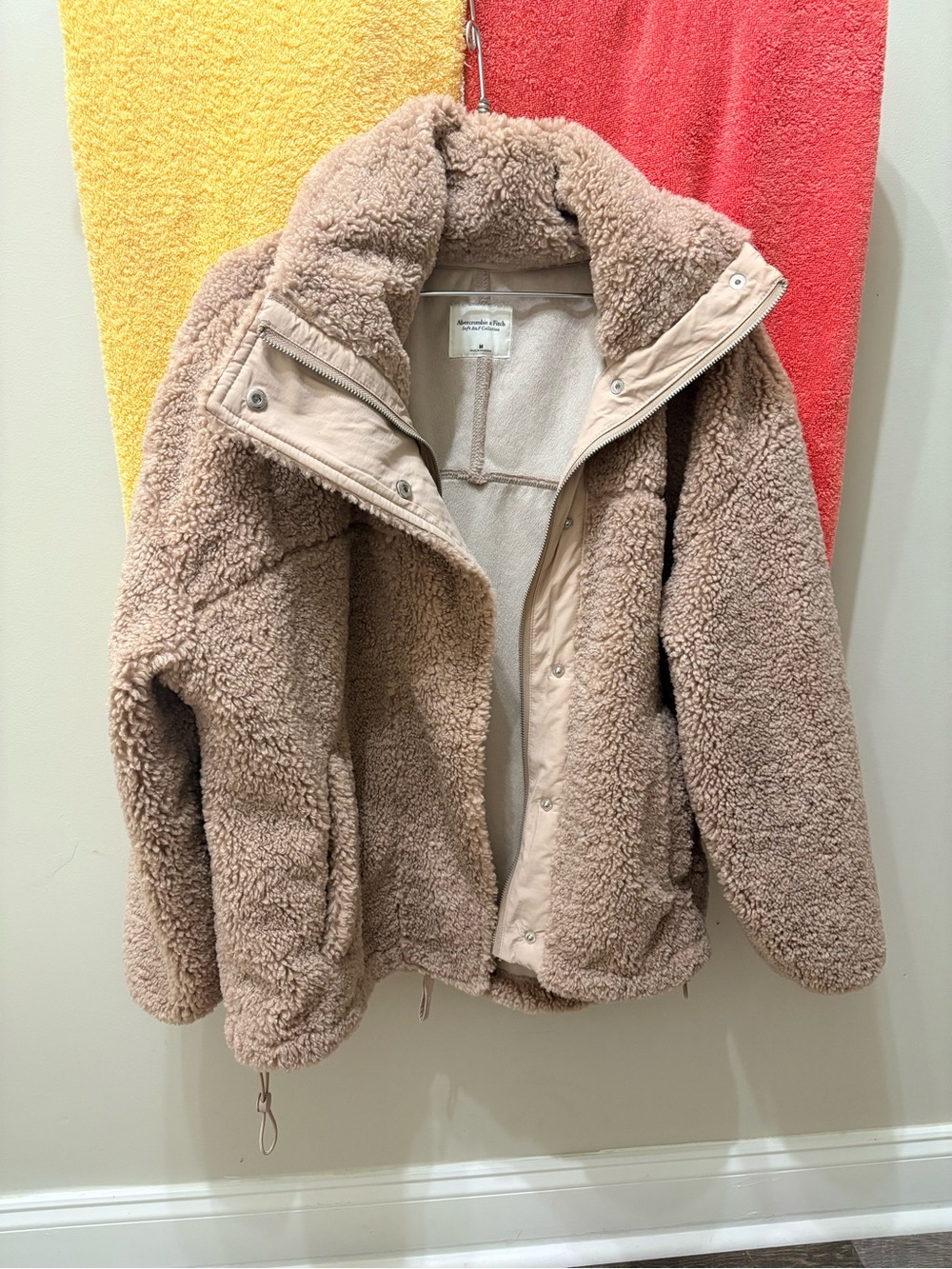 Abercrombie & Fitch Taupe Teddy Sherpa Coat
